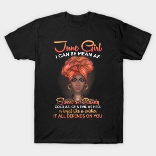 Queens Are Born In June Birthday T-Shirt for Black Women T-Shirt